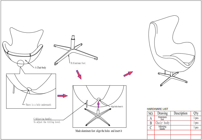 蛋椅的安裝圖紙