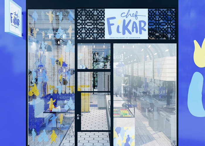 藍色為基調(diào)的咖啡館