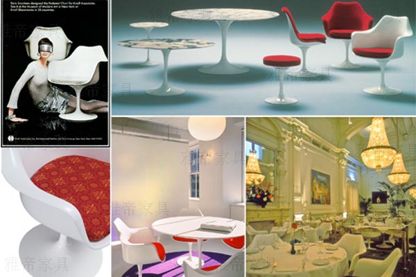 LC6玻璃桌(Glass Dining Table LC6) Saarinen Tulip Armchair(郁金香餐椅子)